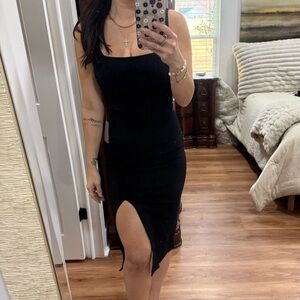Nordstrom Black Midi Dress with Slit